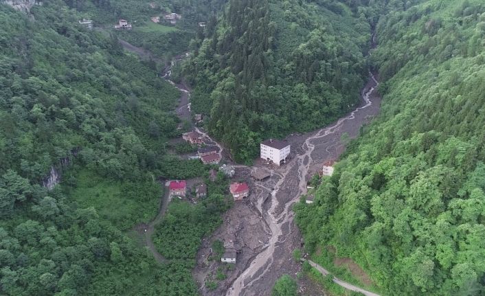 Araklı’da sel felaketinin yaşandığı bölge havadan görüntülendi