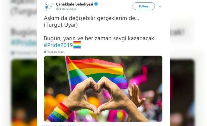 Çanakkale Belediyesinin ’LGBTI+’ paylaşımına tepki yağdı