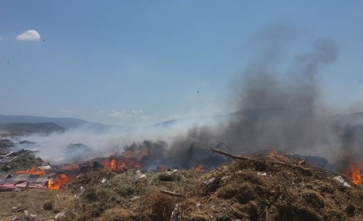 Çöplük yangınını itfaiye söndürdü