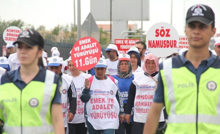 Emek ve Adalet Yürüyüşü’nde sendikalılar CHP Genel Merkezi’ne yaklaştı