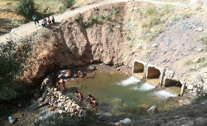 Bitlisli çocuklar yüzmeyi derede öğreniyor