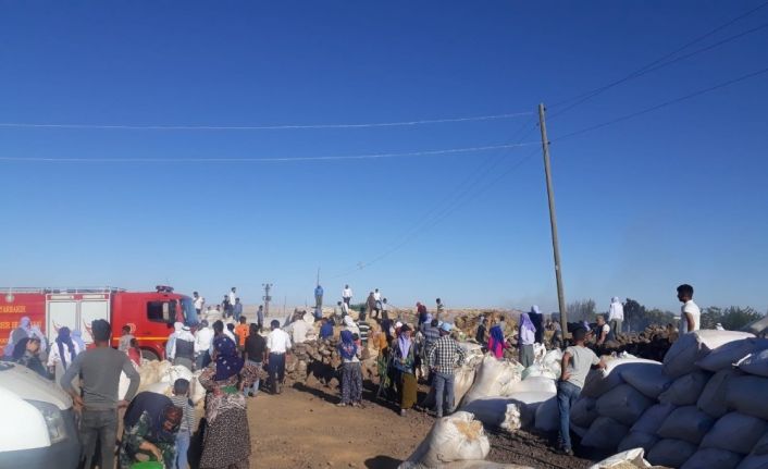 Diyarbakır’da tonlarca saman kül oldu