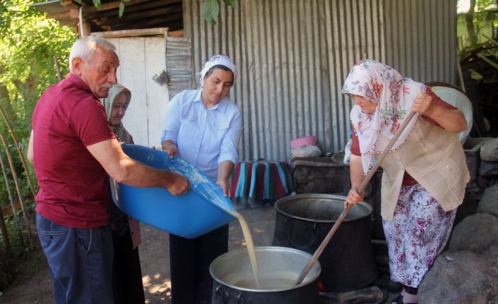 Kadınların pestil ve pekmez mesaisi