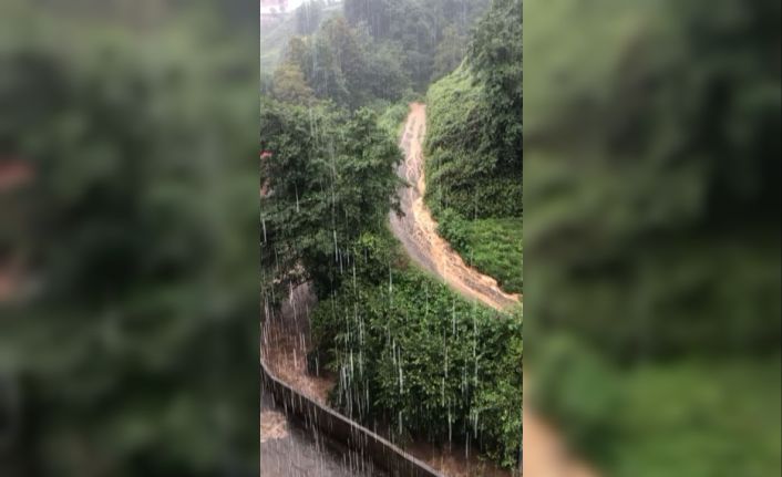 Rize’nin Derepazarı ilçesinde etkili olan yağış hayatı olumsuz etkiledi