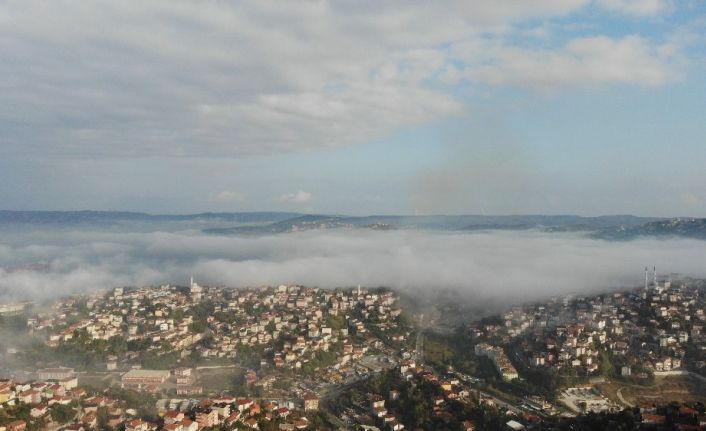 (Özel) Sisler altında kalan İstanbul havadan görüntülendi