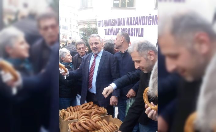 4 günlük gözaltından aldığı 400 lirayla aldığı simitleri halka dağıttı