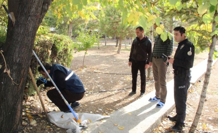 Cami avlusunda toprağa gömülmüş halde tabanca bulundu