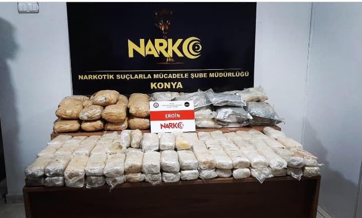 Konya’da 115 kilo 400 gram eroin ele geçirildi