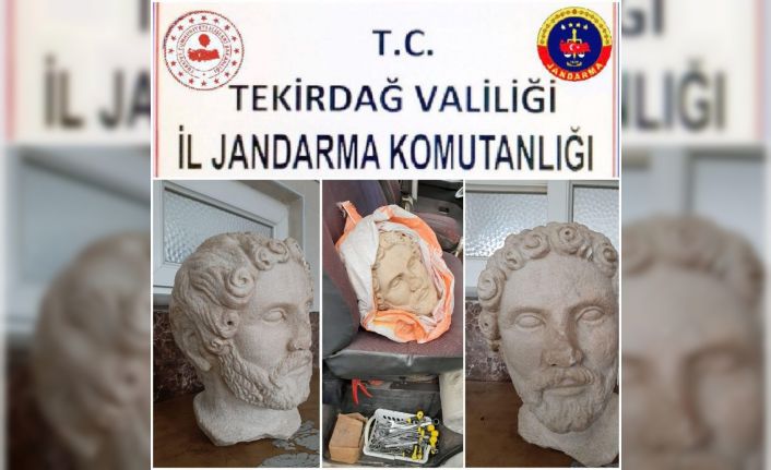 Tekirdağ’da Roma dönemine ait heykel başı ele geçirildi: 8 gözaltı