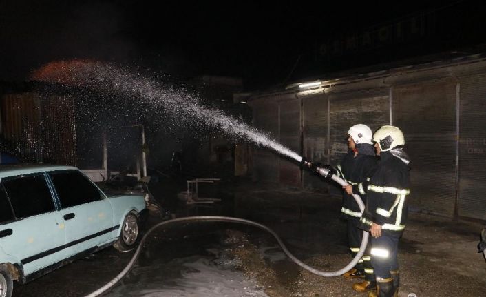 Oto kaportacıda yangın: 2 köpek telef oldu