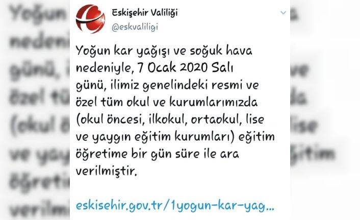 Eskişehir’de sahte hesaptan kar tatili mesajı atıldı