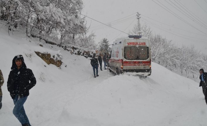 Hasta kurtarmaya giden ambulans kara saplandı