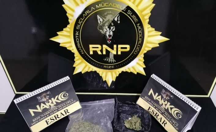 Rize’de 105 gram esrar ele geçirildi