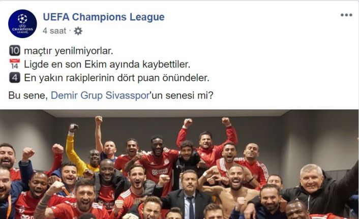 UEFA’dan Sivasspor paylaşımı!