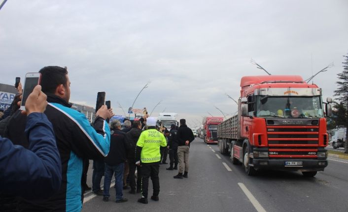 Uşak’ta kamyoncu esnafından ‘Dijital Takograf’ eylemi