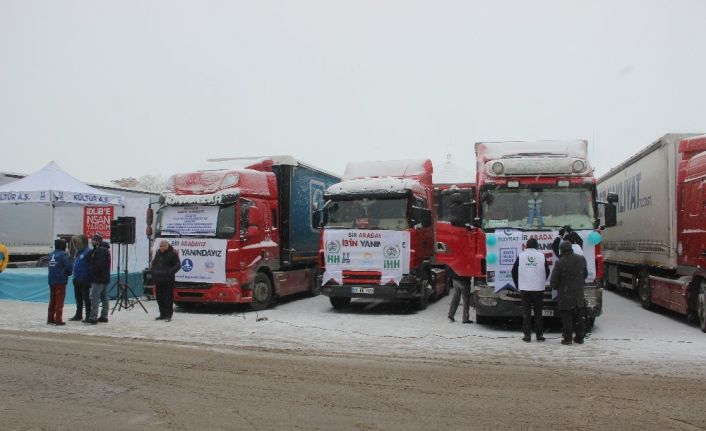 Erzurum’dan İdlib’e 25 tır yardım