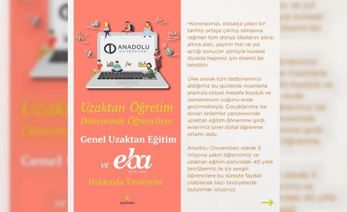 Anadolu Üniversitesi’nden uzaktan öğrenim dönemi ve EBA hakkında tavsiyeler