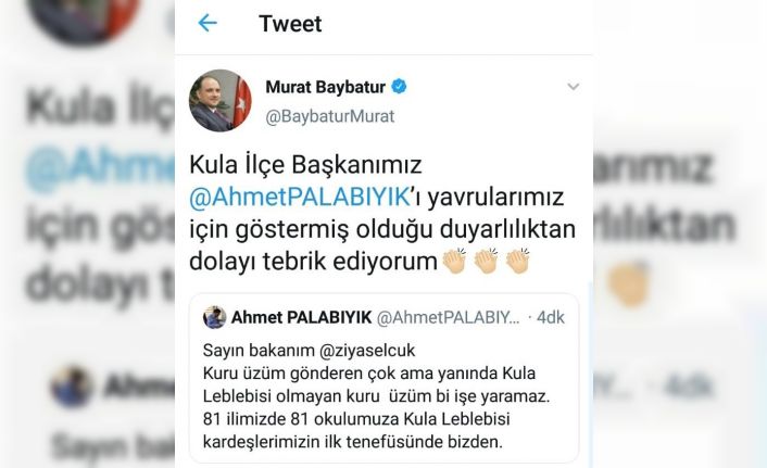 Bakan Selçuk’un jestine Kula leblebisi desteği