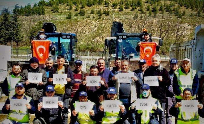 Bozüyük Belediyesi çalışanlarından ’evde kal’ çağrısına destek