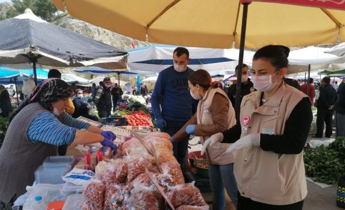 Eğirdir pazarında Korona virüs tedbiri