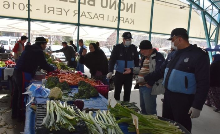 İnönü kapalı pazar yerinde koronavirüs önlemleri