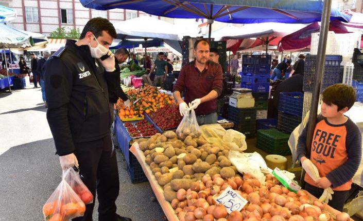 Kepez zabıtası yaşlılar için pazar ve market alışverişinde