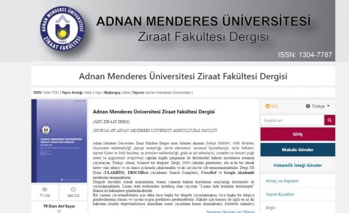 ADÜ Ziraat Fakültesi Dergisi online erişim ile bilim insanlarına sunuldu