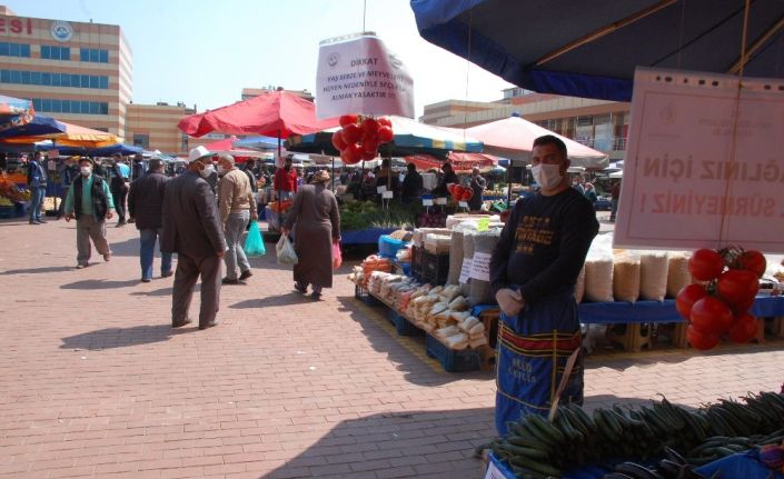 Keşan Halk Pazarı geniş önlemlerle kuruldu