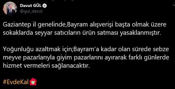 Gaziantep’te bayram alışverişi yasaklandı