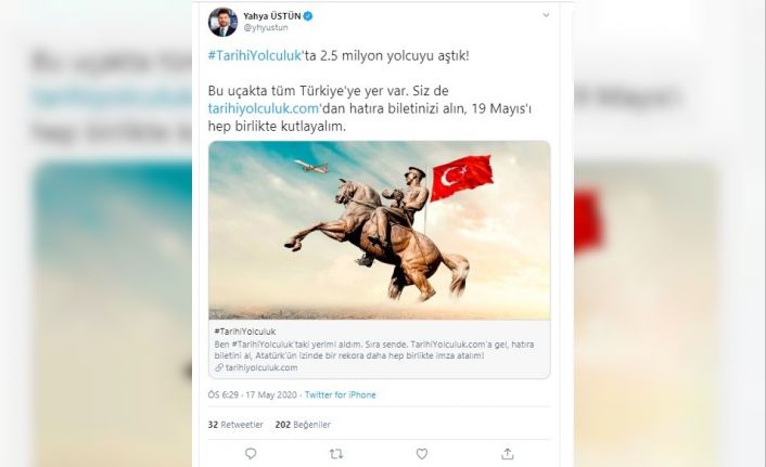 THY tarihi uçuş 2.5 milyon yolcuya ulaştı