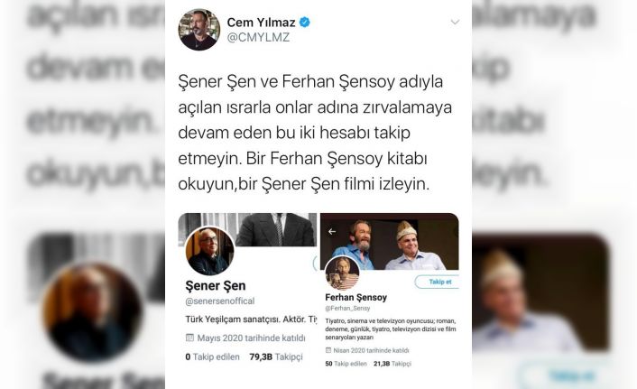 Ünlü oyunculardan ‘Şener Şen’ uyarısı