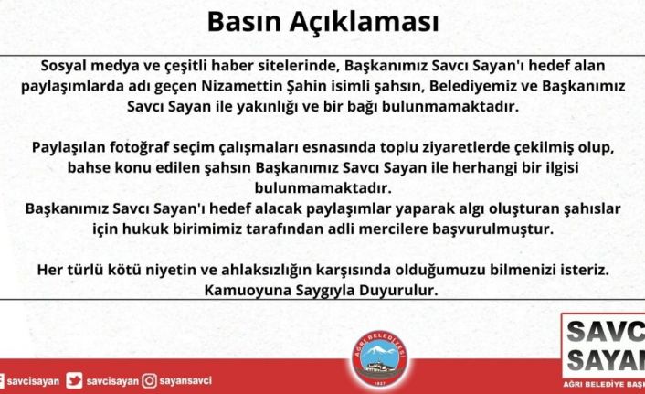 Ağrı Belediyesi’nden basın açıklaması