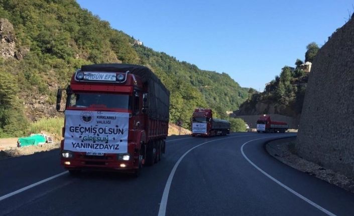 Kırklareli’nden Giresun’a 3 tır yardım gönderildi