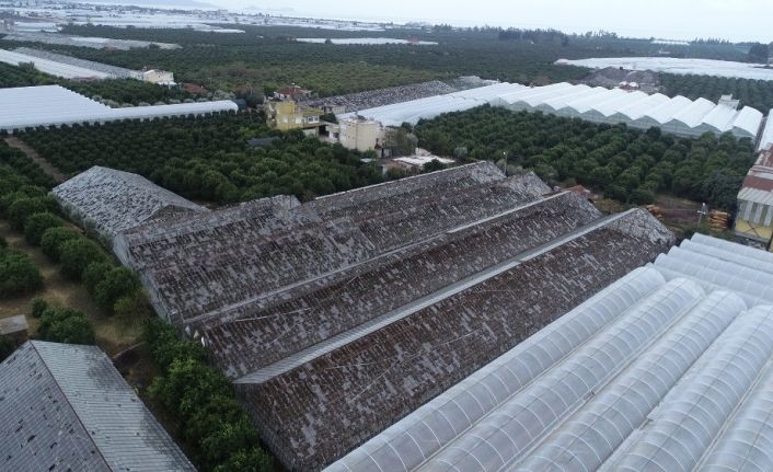 Antalya’da zarar gören seralar havadan görüntülendi