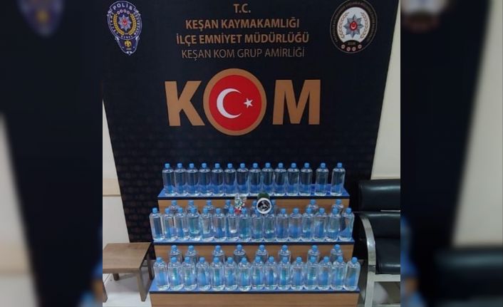 Keşan’da litrelerce etil alkol ve aroma kiti ele geçirildi