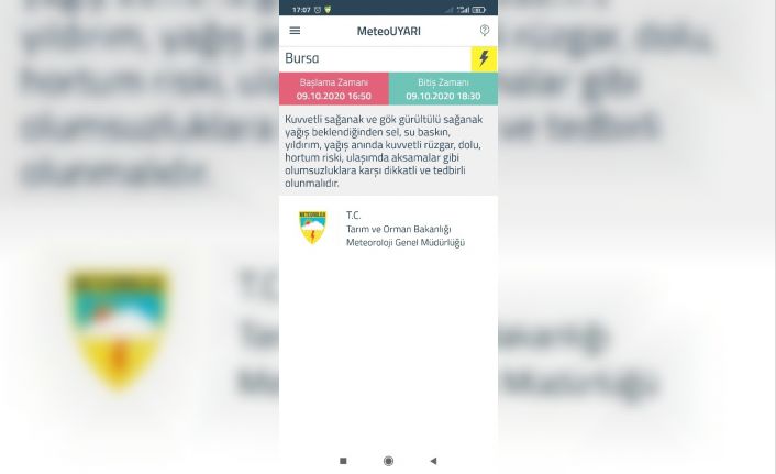 Meteorolojiden Bursa ve Yalova için uyarı