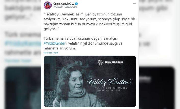 Başkan Çerçioğlu, Yıldız Kenter’i andı