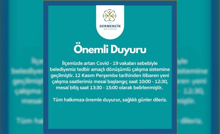 Germencik Belediyesi dönüşümlü çalışma sistemine geçti