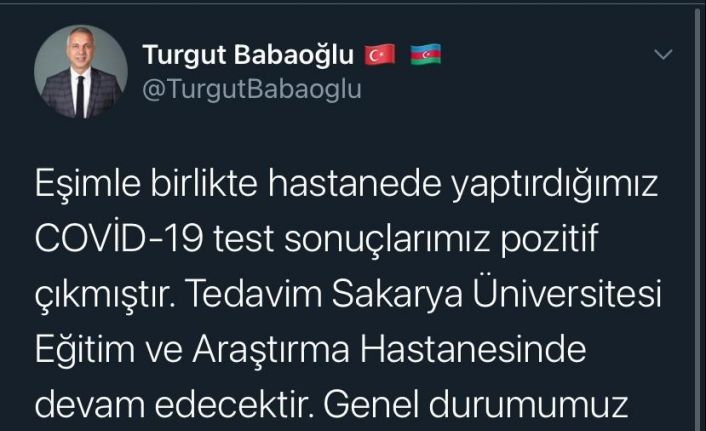 Hendek Belediye Başkanı Babaoğlu ve eşi korona virüse yakalandı