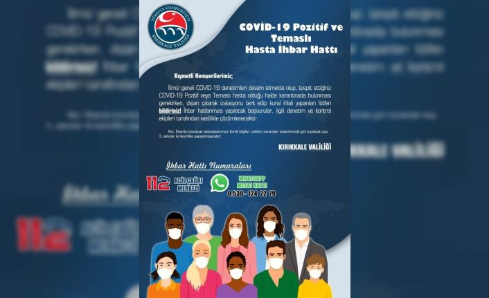 Kırıkkale’de ’Covid-19 hasta ihbar hattı’ kuruldu