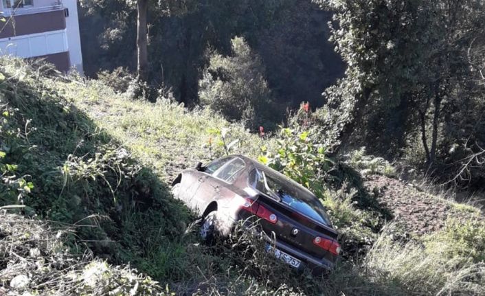 Yoldan çıkan otomobil tarlaya uçtu