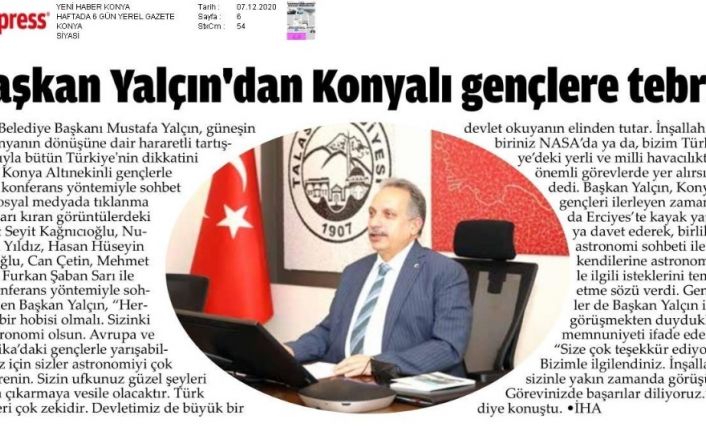 Başkan Yalçın’ın ’Uzay sohbeti’ Konya’da da yankı buldu