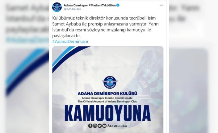 Adana Demirspor Samet Aybaba ile prensip anlaşmasına vardı