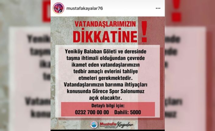 Menderes Belediye Başkanı Kayalar’dan ‘taşkın’ ihtimaline karşı uyarı