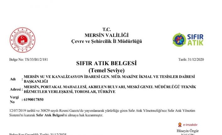 MESKİ atık yönetimini ’sıfır atık belgesi’ ile taçlandırdı