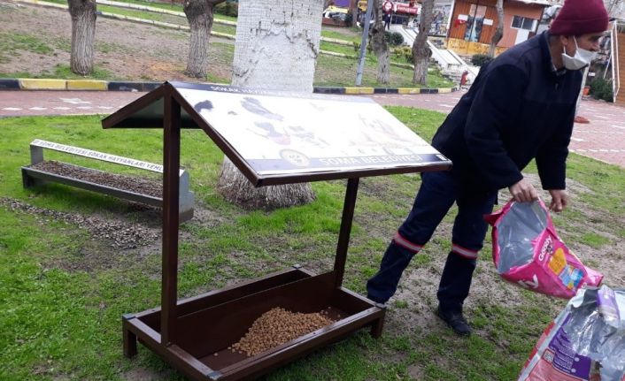 Soma’da sokak hayvanları için korunaklı beslenme ünitesi