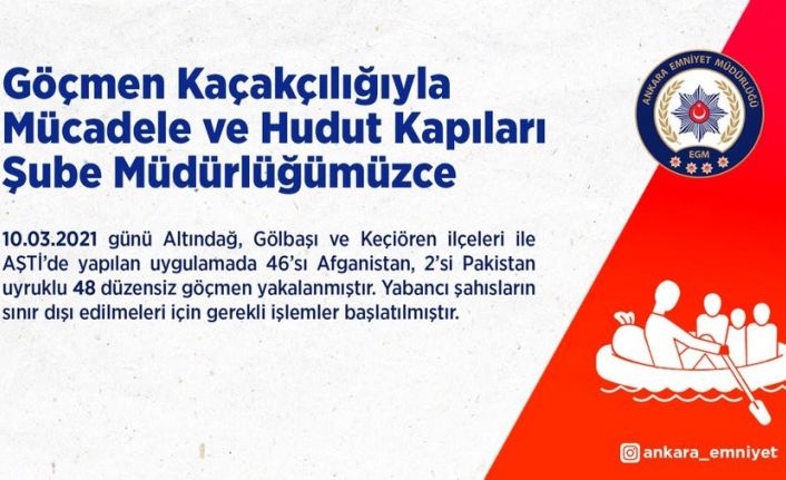 Ankara’da 48 düzensiz göçmen yakalandı