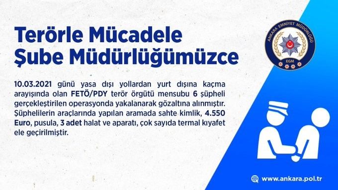 Ankara’da yurt dışına kaçmaya çalışan 6 FETÖ mensubu yakalandı