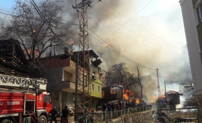 Artvin’in Yusufeli ilçesi Dereiçi köyünde yangın