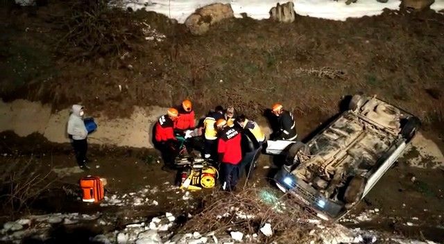 Bolu’da otomobil kanala uçarak takla attı: 1 yaralı